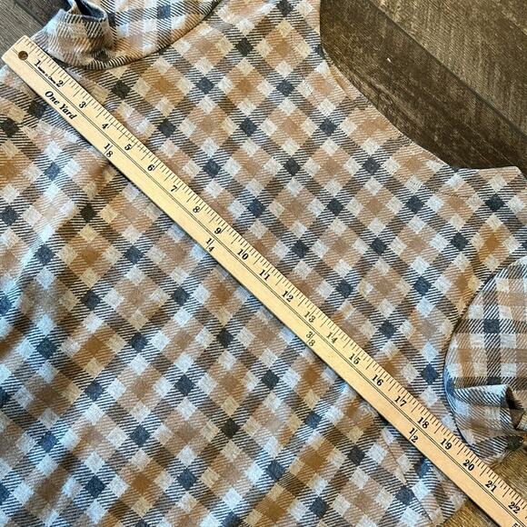J Jill Plaid Short Sleeve Dress Gray Camel Size M - Picture 5 of 8